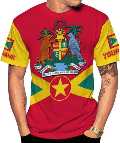 Personalized Name Grenada Shirts for Men, Grenada Shirts for Women, Proud Grenadan Shirts, Grenadian Flag Pride Shirt