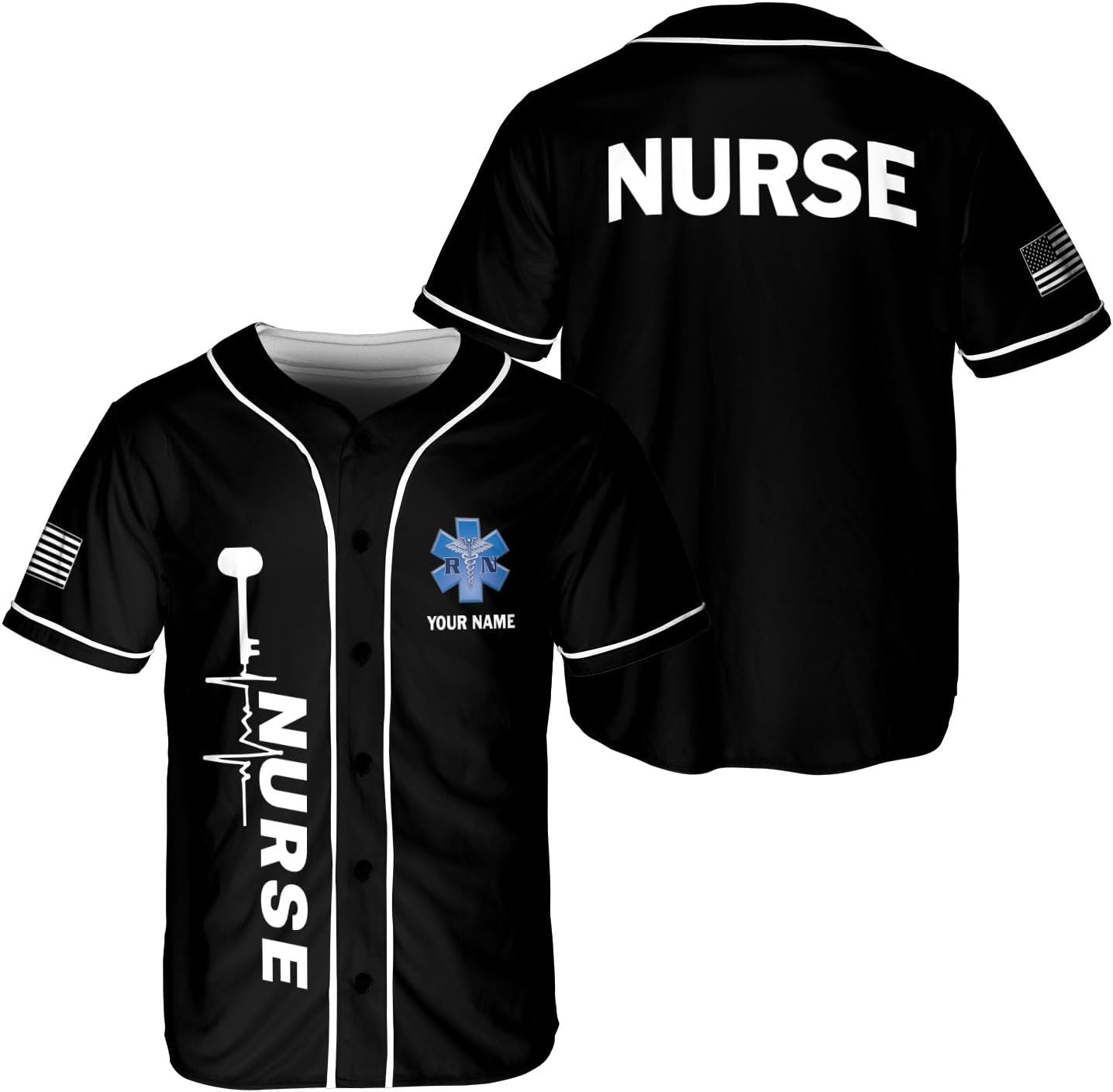 Woseprints Personalized Nurse Baseball Jersey Shirt, Nurse Graduation Gifts Funny Nurse T-Shirt Gift Nursing Emergency Shirts