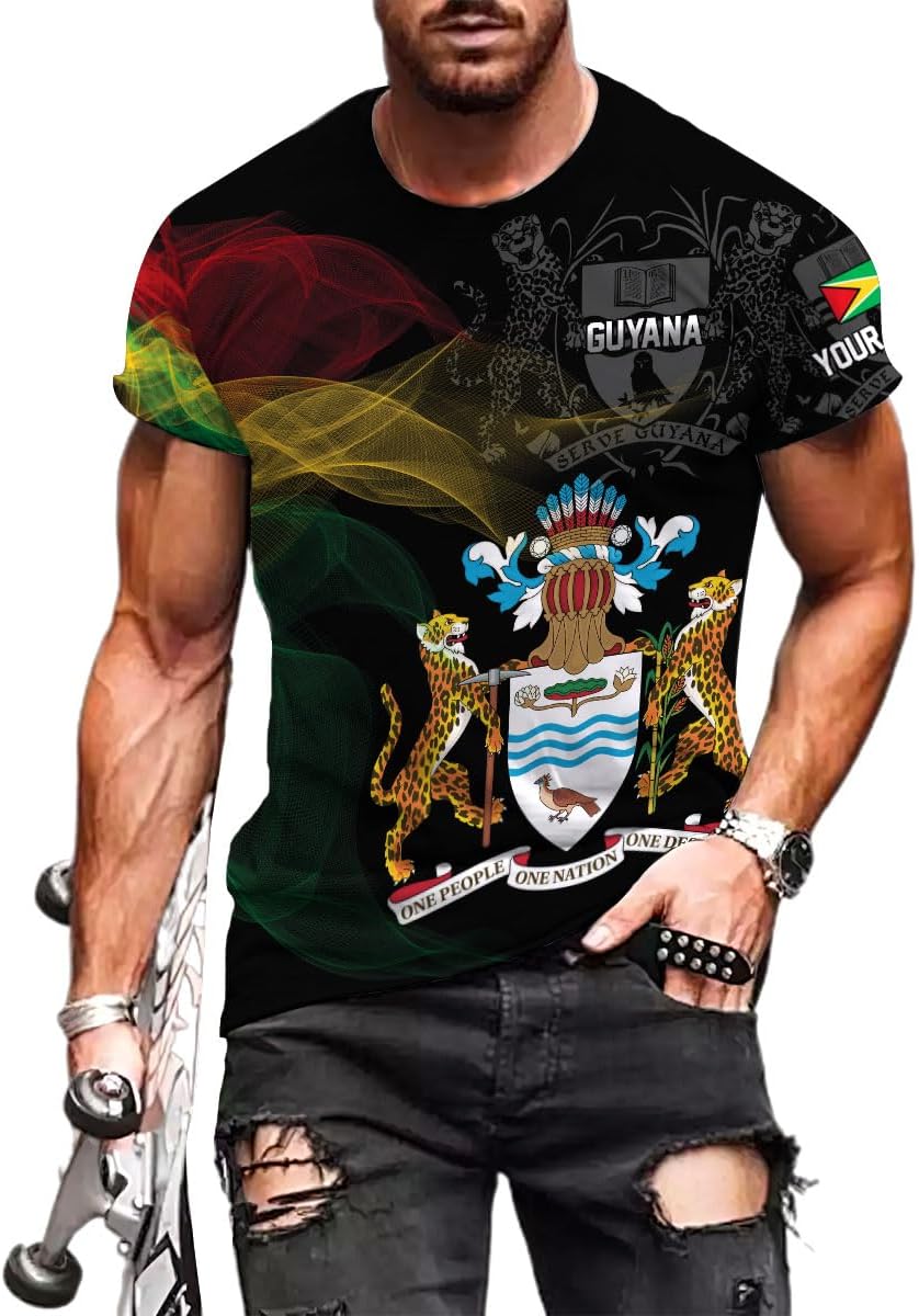 Personalized Name Guyana Shirts for Men and Women,Guyana Flag Funny Patriotic T-Shirt, Guyanese Pride Flag Shirt