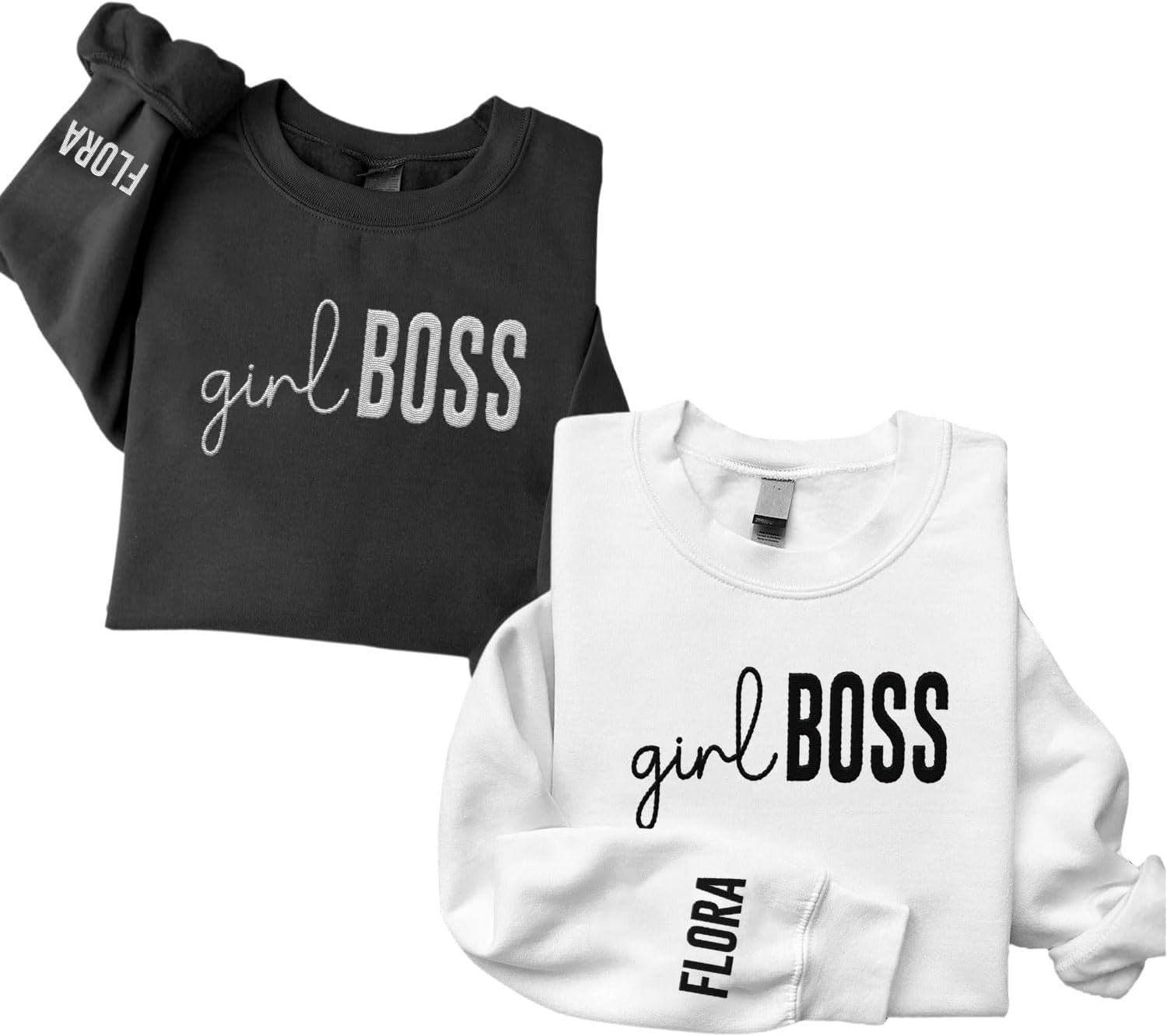 Personalized Embroidered Girl Boss Sweatshirt, Boss Hoodies For Women, Boss Lady Crewneck Sweatshirt, Gifts For Mother's Day (Cotton, GB 6)