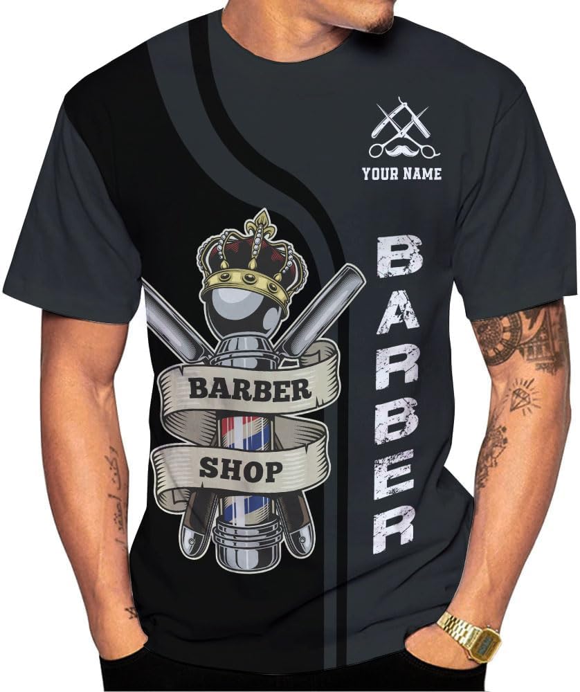 Personalized Name Barber 3D All Over Printed Shirts for Men & Women, Hair Stylist Shirt Gift for Barbershop