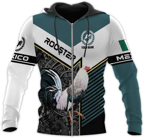 Mostprints Personalized Name Rooster Mexican Hoodie 3D, Mexican Hoodies for Men, Unisex Mexico Hoodie 3D, Mexico Hoodies for Men