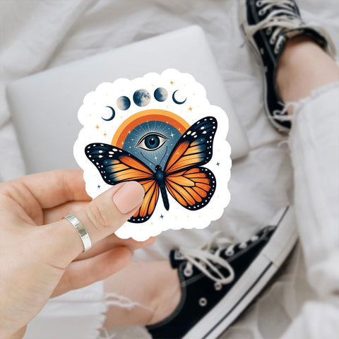 3PCS Wild and Free Butterfly 3" Sticker, Butterfly Eyes Sticker, Wild Butterflies Stickers, Dreamy Nature Vinyl Stickers Gift Decor for Laptop Water Bottle Car Phone Helmet Window Kindle Notebook