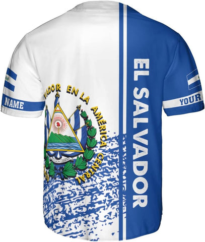 Personalized Name El Salvador Baseball Jersey Shirt El Salvador Flag Shirt Men Salvadorans Pride Jersey El Salvadoreña Tshirt