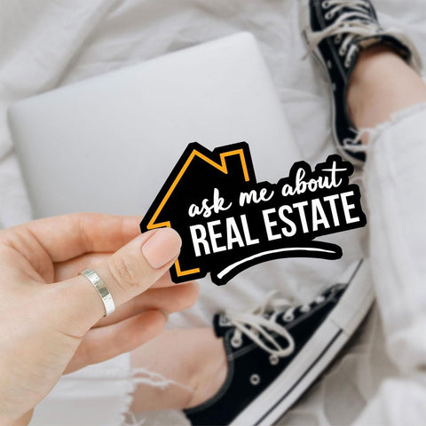 3PCS Ask Me About Real Estate 3" Sticker, Realtor Sticker, Real Estate Agent Stickers for Waterproof Laptop Water Bottle Phone Car Window Helmet 3 Inches Gifts for Realtors and Brokers
