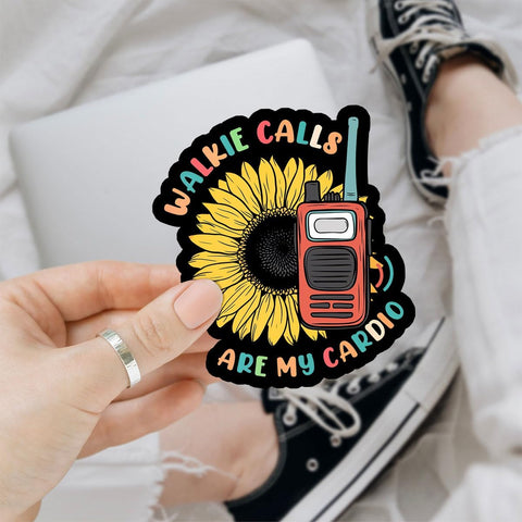 3Pcs Walkie Calls are My Cardio Sticker Teacher Education Stickers Funny School Admin Stickers Walkie Talkie Calls Funny Sticker Walkie Decal for Laptop Bottle Phone Car Hard Hat Helmet 3"x3"