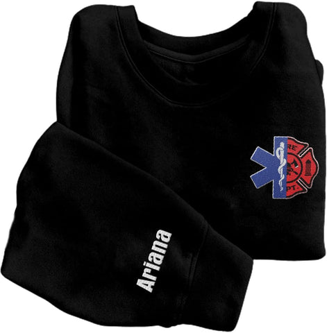 Personalized EMT EMS Paramedic Thin White Line Embroidered Sweatshirt, EMT Student, EMT Future, Medical Worker (Cotton, SS134), Small-5X-Large