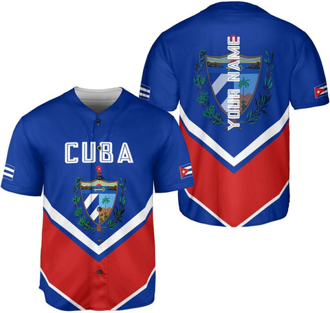 MAPrints Personalized Name Cuba Baseball Jersey Shirt, Republic of Cuba Flag Pride Jersey, Cuban Jersey Camisa for Men &Women