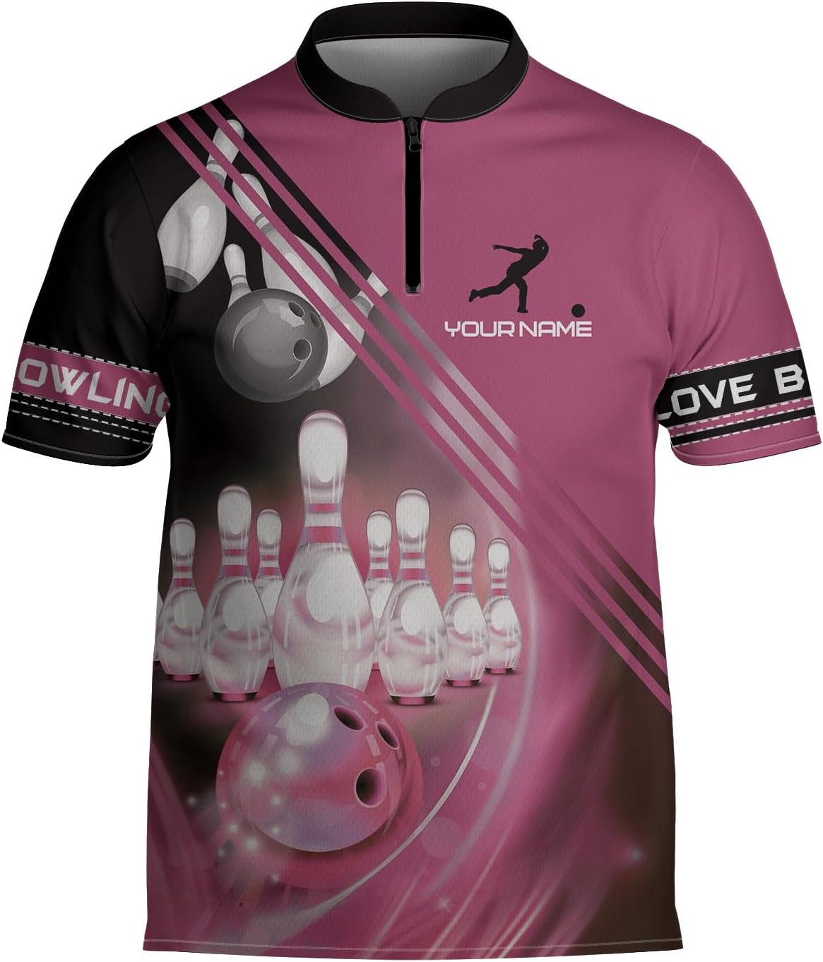 Custom Bowling Jerseys for Men Women Personalized Team Name Quarter Zip 3D Apparel Customized Bowling Jersey Shirts Unisex