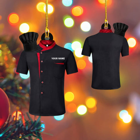 MoonArt Personalized Chef Black Shirt Ornament Christmas Chefs Hat Ornaments for Tree Chiefs O36 Multi-colored