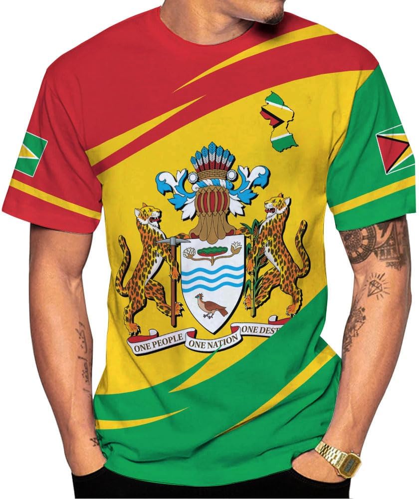MoonArt Personalized Guyana Shirts - Guyanese Coat of Arms Flag 3D