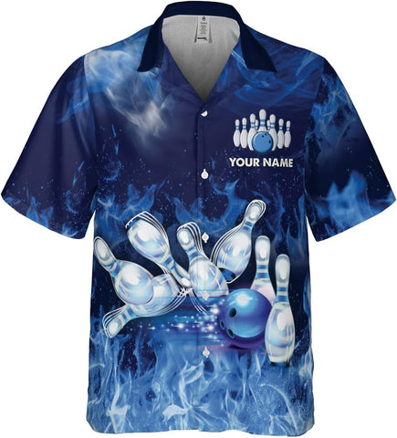 Pretyprints Custom Bowling Hawaiian Shirt 3D Men Women Personalized Button Down Short Sleeve Team Gifts Lover