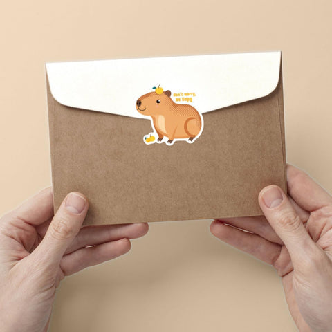 (3pcs) Capybara Cute Sticker, Meme Capy Sticker, Don't Worry Be Capy Sticker, Sticker Die-Cut Waterproof Vinyl Sticker for Laptop Water Bottle Phone Window Helmet Decal Gift