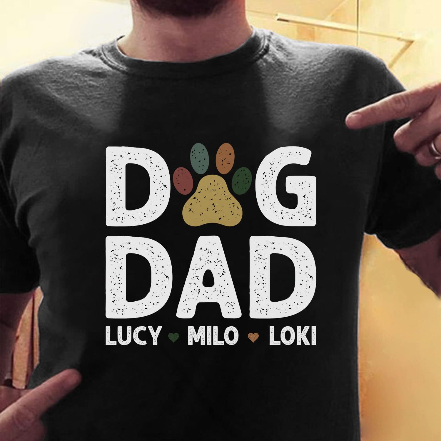 Personalized Dog Dad Shirts for Men, Best Dog Dad Ever Tshirt Gifts Fathers Day, Custom Funny Dogfather T-Shirt (TS19)