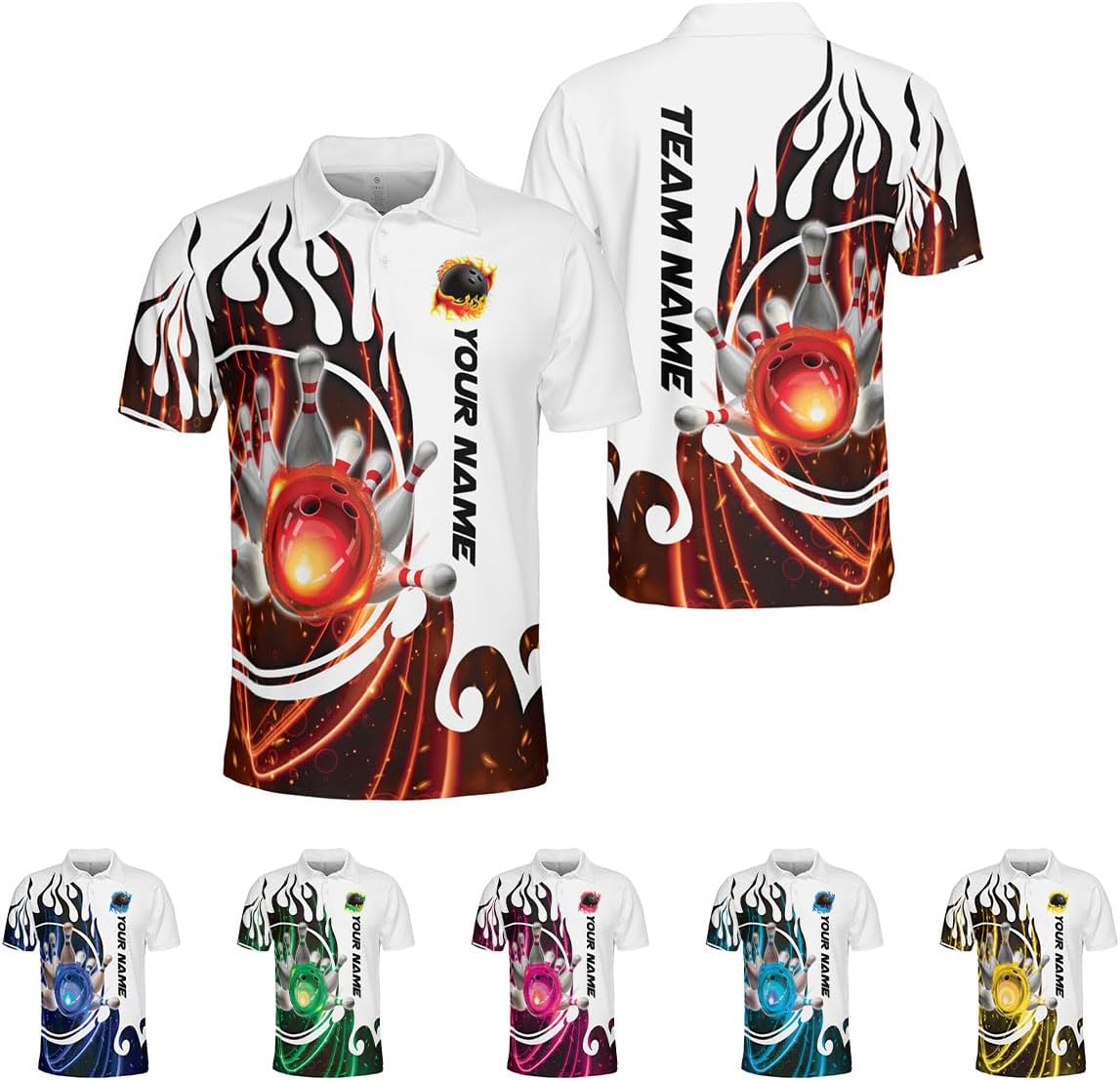 Mostprints Personalized Name Bowling Polo Shirts 3D for Men and Women, Bowling shirt, Bowling Shirts for Men Team Bowling Shirt
