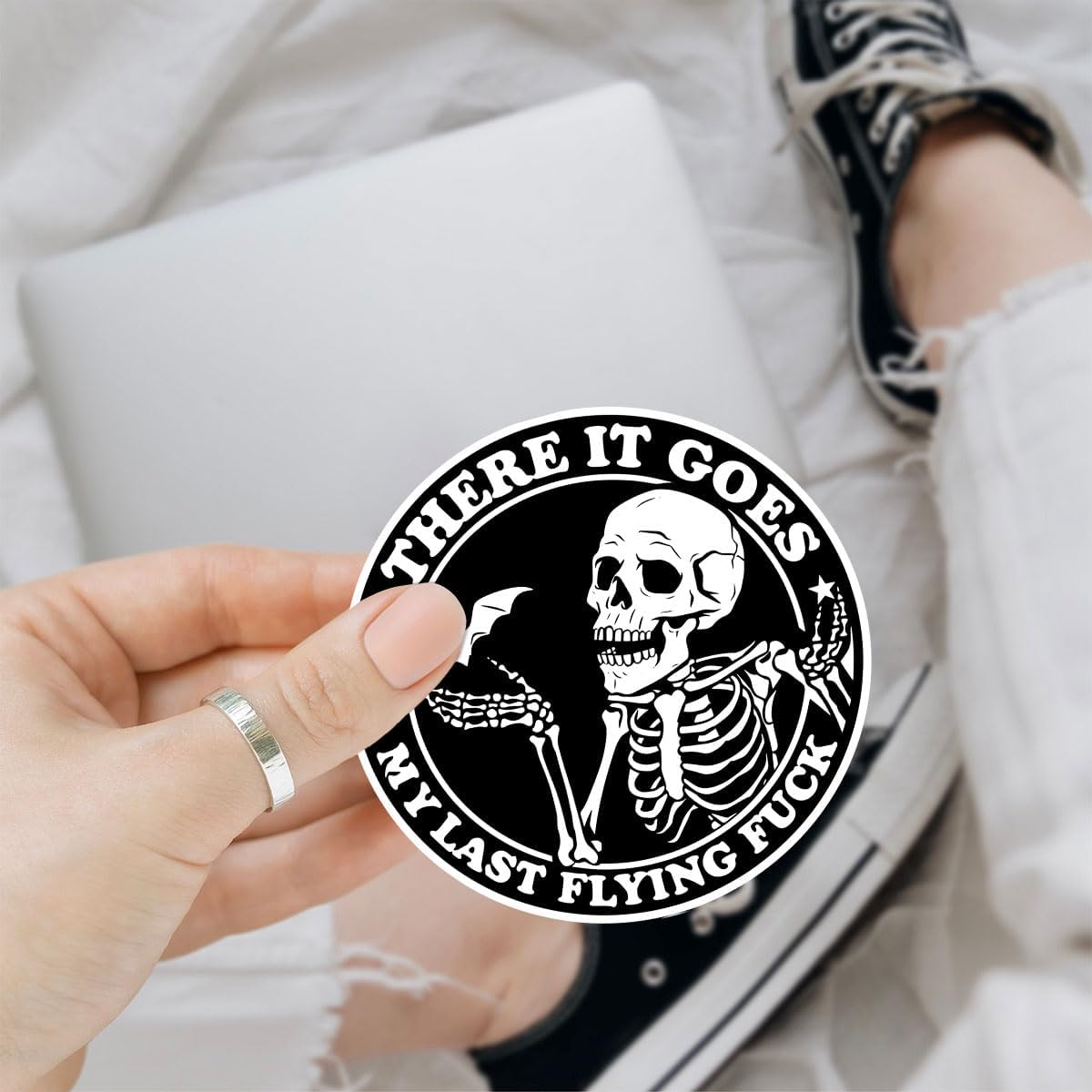 3Pcs There it Goes My Last Flying Fuck Sticker, F*ck Sticker, Funny Meme Skeleton Stickers, There It Goes My Last Flying Fu*k Decal, Skull Sticker- Sticker for Laptop Water Bottle Phone Hard Hat 3"