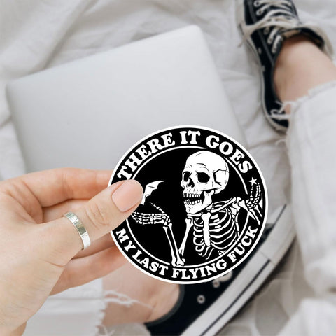 3Pcs There it Goes My Last Flying Fuck Sticker, F*ck Sticker, Funny Meme Skeleton Stickers, There It Goes My Last Flying Fu*k Decal, Skull Sticker- Sticker for Laptop Water Bottle Phone Hard Hat 3"