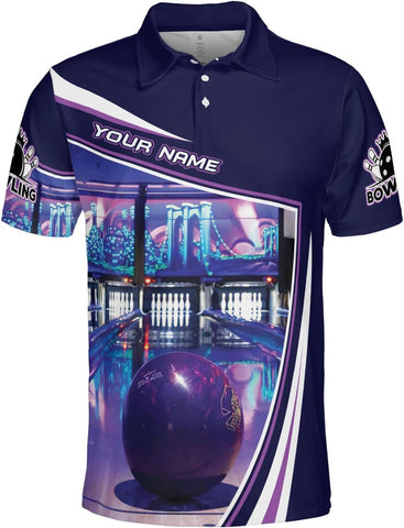 Ligthuy Personalized Name Bowling Polo Shirts 3D for Men and Women, Bowling Shirt, Bowling Shirts for Men Team Bowling Shirt