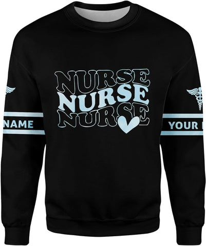 Woseprints Personalized Name 3D Nurse Shirts, Emergency Nurse T-Shirt Gifts