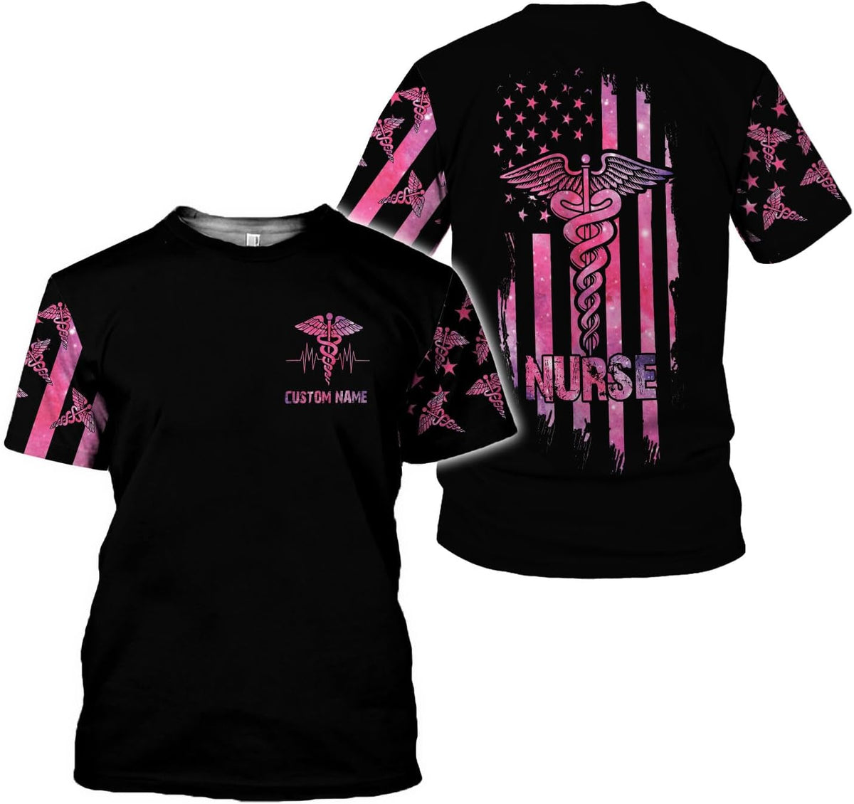 Woseprints Personalized Name 3D Nurse Shirts, Emergency Nurse T-Shirt Gifts