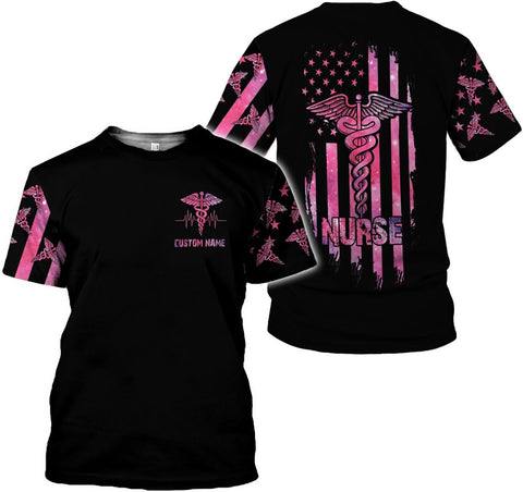 Woseprints Personalized Name 3D Nurse Shirts, Emergency Nurse T-Shirt Gifts