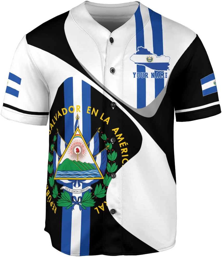 Leeprints Personalized Name El Salvador Baseball Jersey Shirt El Salvador Flag Shirt Salvadorans Pride El Salvadoreña