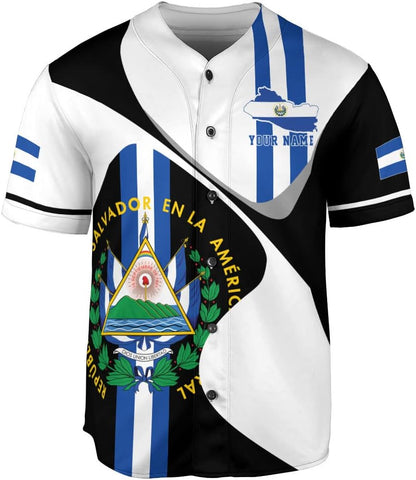 Leeprints Personalized Name El Salvador Baseball Jersey Shirt El Salvador Flag Shirt Salvadorans Pride El Salvadoreña