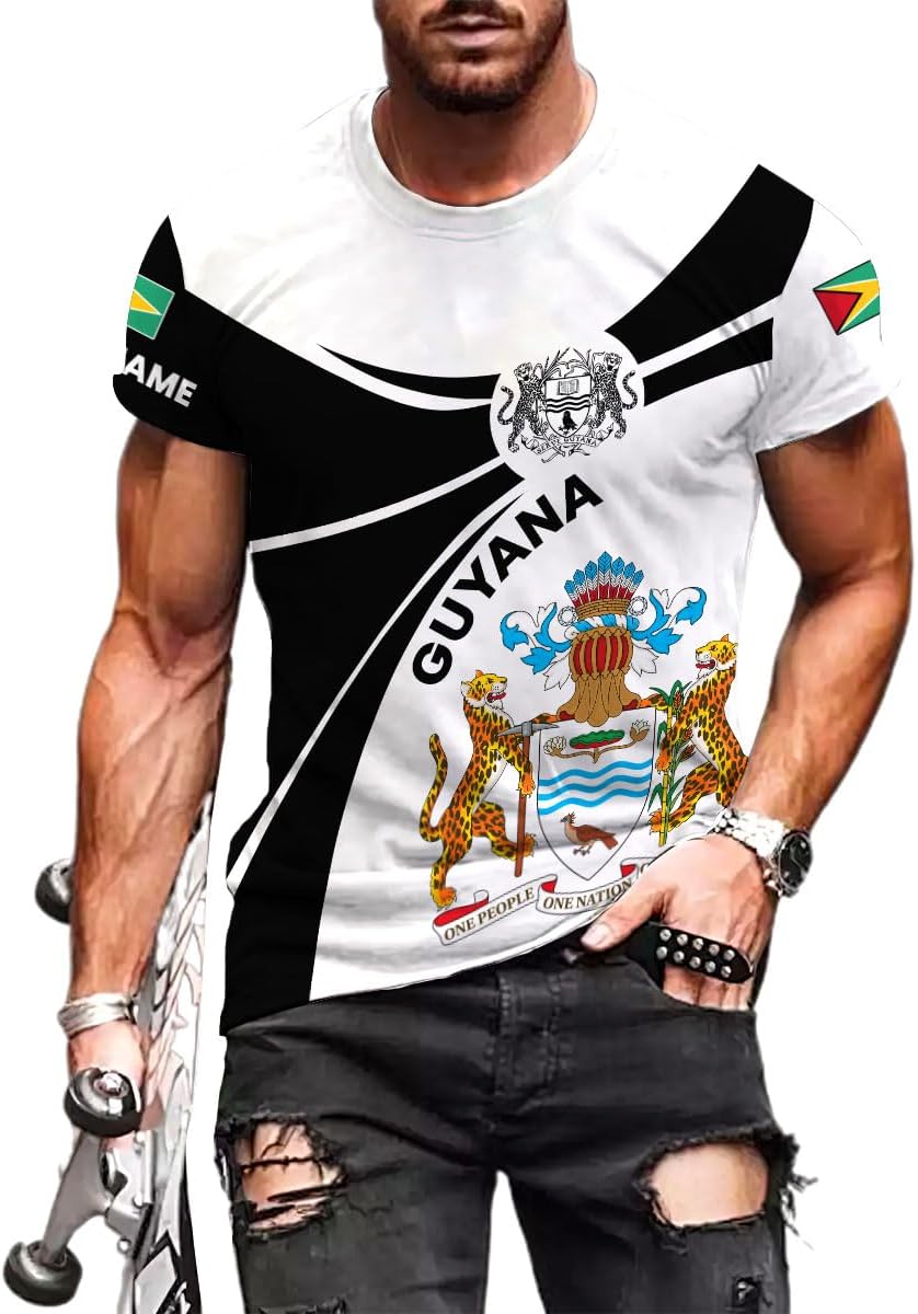 Personalized Name Guyana Shirts for Men and Women,Guyana Flag Funny Patriotic T-Shirt, Guyanese Pride Flag Shirt