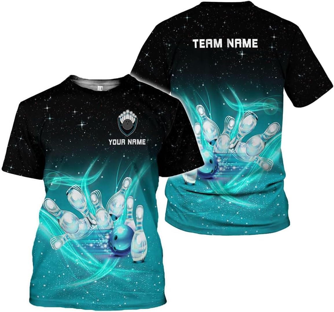 Rivelus Personalized Name Bowling Shirts for Men and Women 3D, Bowling Shirts for Team Bowling, Bowling Shirts Gift