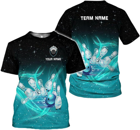 Rivelus Personalized Name Bowling Shirts for Men and Women 3D, Bowling Shirts for Team Bowling, Bowling Shirts Gift
