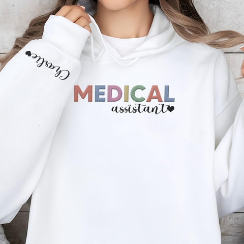 Custom Medical Assistant Embroidered Sweatshirt for Women, MA Nurse Crewneck, Medical Assistant Shirts Gift for Nurse