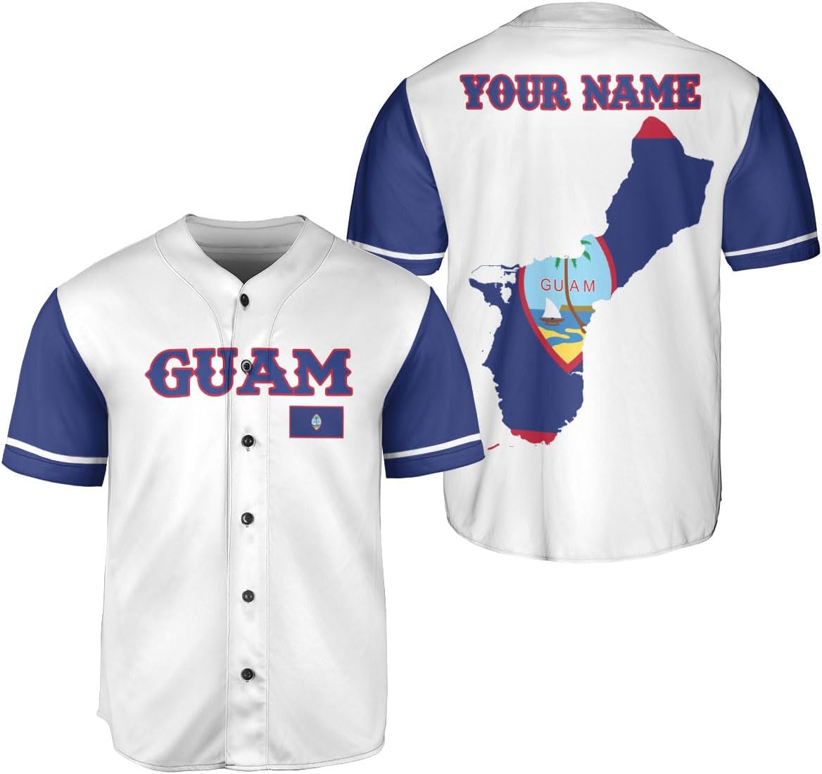 Leprints Personalized Guam Baseball Jersey Shirt, Guahan Flag Jersey, Guam Islander Pride Jersey for Men and Women