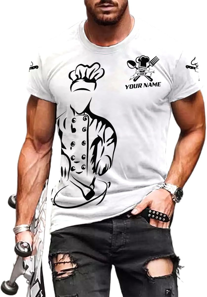 Custom Chef Shirt Chef Shirts for Men Gifts for Master Chef Lovers Custom Chef T Shirts for Men Funny 3D Chef Shirts for Men