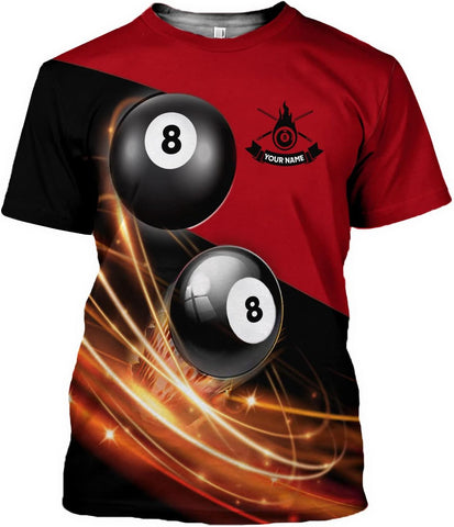 Pretyprints Personalized 3D Billiard Shirt Custom Name Men Women Team Apparel Pool 8 Ball Flag Tshirt Billiards Shirts Gift