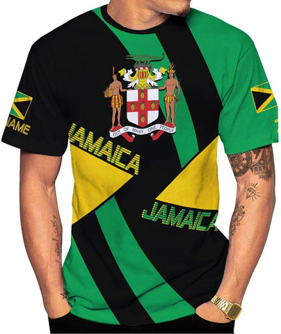 Ligthuy Personalized Jamaica Shirt 3D, Custom Jamaica Flag Lion Shirt for Men and Women, Jamaican Pride T-Shirt Unisex