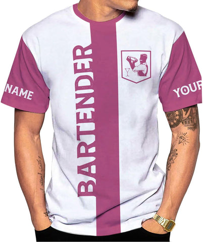 MAPrints Personalized Bartender Shirt Custom Bartender Tshirts Bartending 3D Tshirts Bartender Barista Camisas Tshirt for Men
