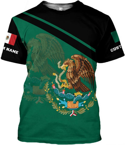 Personalized Mexican Shirts for Men 3D Customized Mexico Shirts for Men Mexico Shirts for Women Mexico Flag Shirt (HD180)