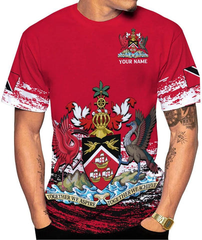 Artparel Personalized Trinidad and Tobago Shirt Trinidad and Tobago Coat of Arms Flag ShirtsTrinidad and Tobago Crest