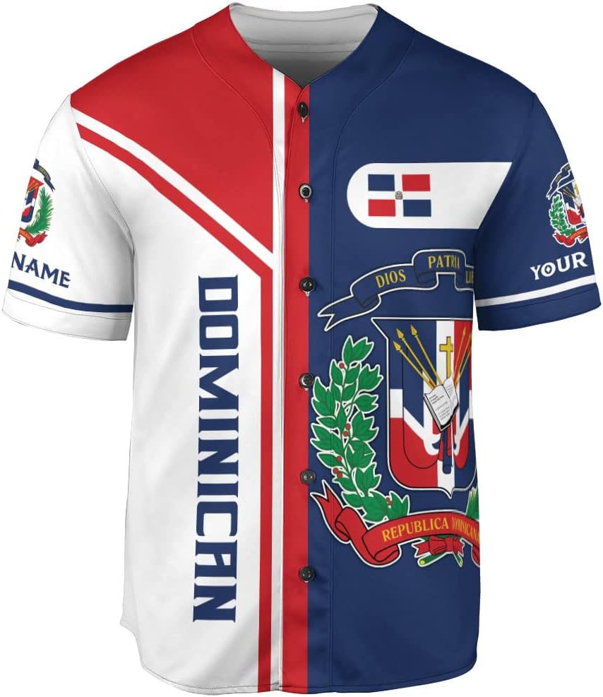 Leprints Personalized Dominican Republic Baseball Jersey Shirt,Team Name Republic Dominicana Baseball Jersey for Men,Women