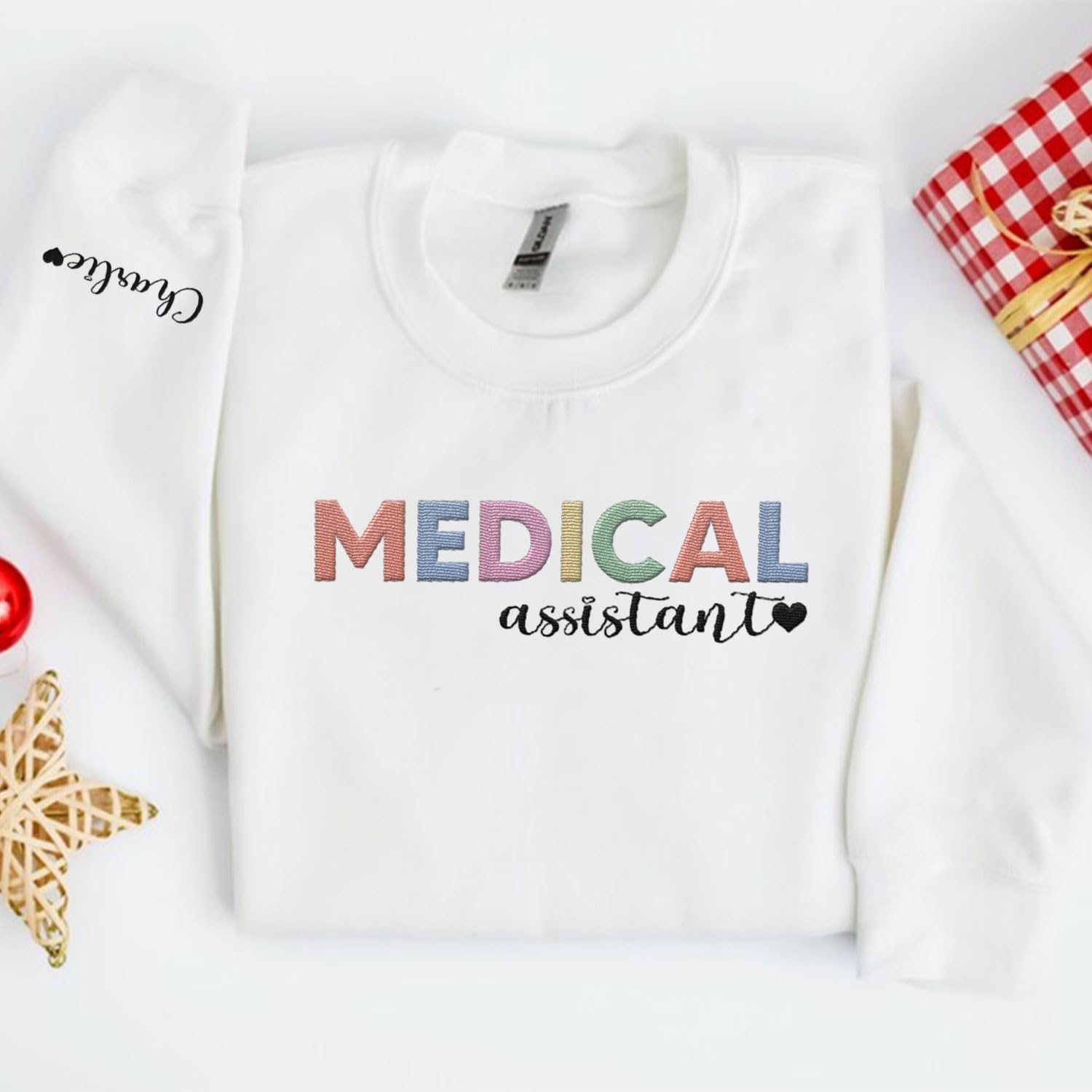 Custom Medical Assistant Embroidered Sweatshirt for Women, MA Nurse Crewneck, Medical Assistant Shirts Gift for Nurse