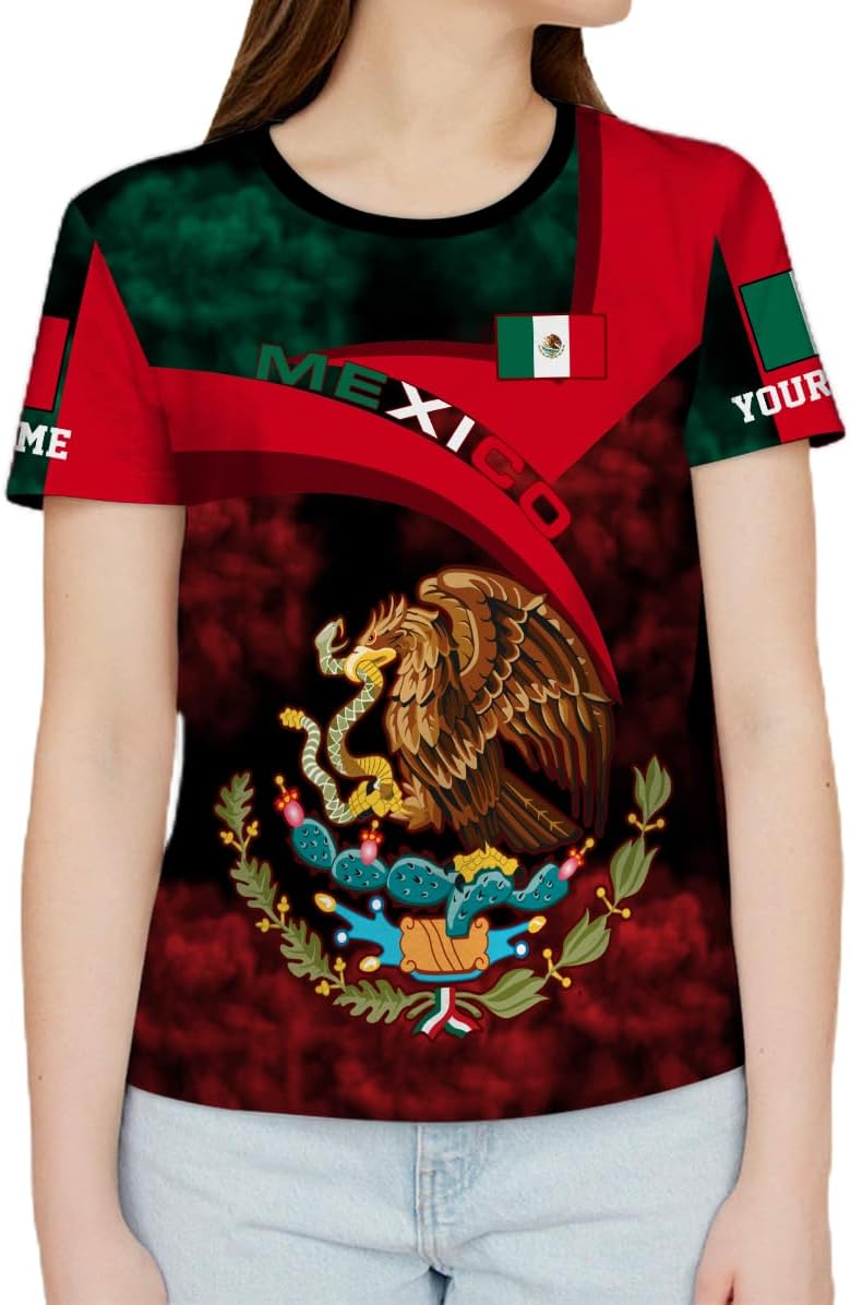 Mostprints Personalized Name Mexican Shirts for Men 3D, Customized Mexico Shirts for Men, Mexico Shirts for Women Mexico Shirt