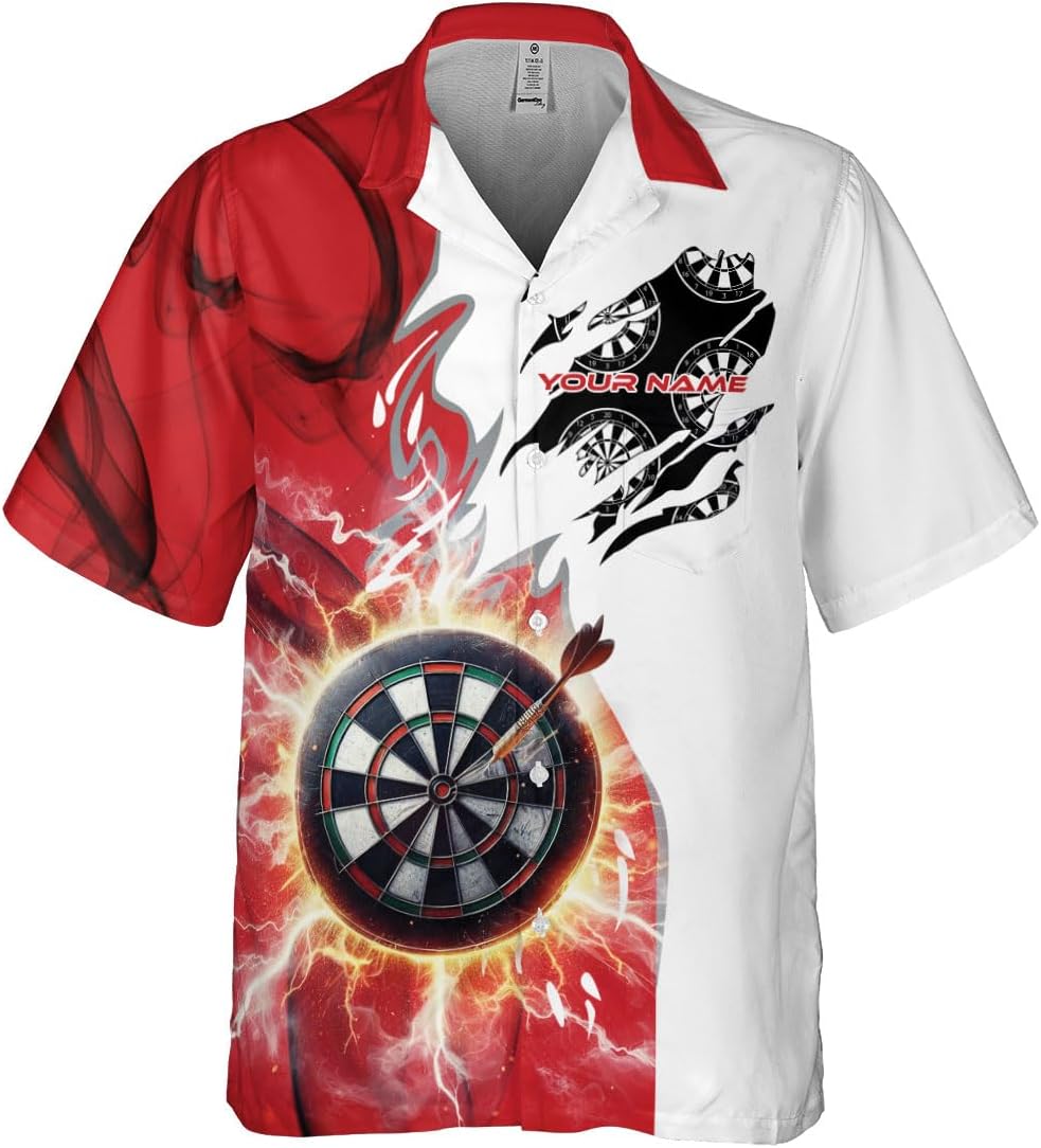 Personalized Name Darts 3D Hawaiian Shirt Unisex S-5XL Gift for Darts Player Dart Shirts for Men Custom Darts Shirts for Men