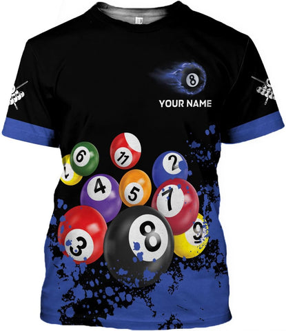 Pretyprints Personalized 3D Billiard Shirt Custom Name Men Women Team Apparel Pool 8 Ball Flag Tshirt Billiards Shirts Gift