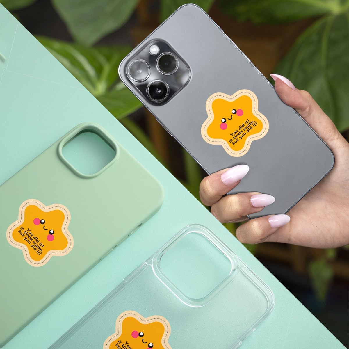 (3pcs) Gold Star Sticker. You Did It, It Kinda Sucks but You Did It Sticker, Star Meme Sticker, You Did It Sticker Die-Cut Waterproof Vinyl Sticker Laptop Water Bottle Window Phone Helmet