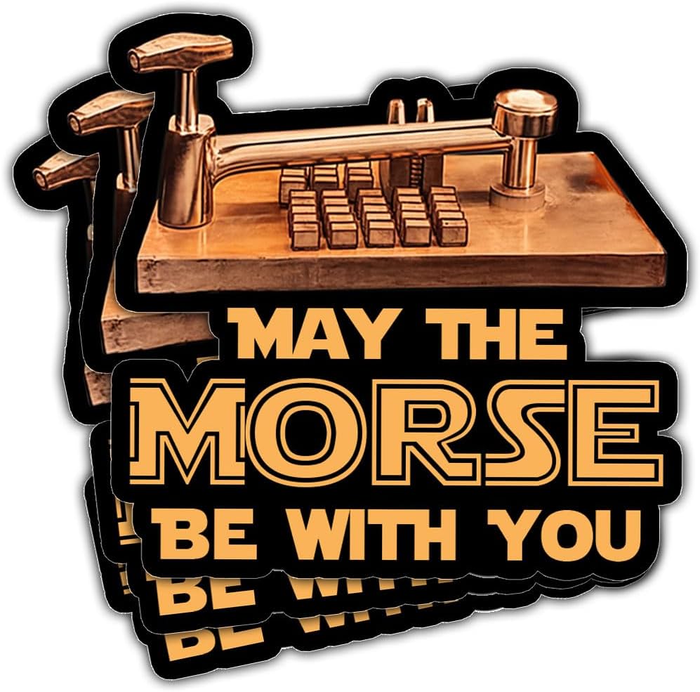 3 Pcs May The Morse Be with You Sticker Morse Code Sticker Amateur Radio Gifts for Ham Radio Operators Amateur Ham Radio Crib Decal Gift Stickers for Laptop Bottle Phone Car Helmet Sticker 3"x3"