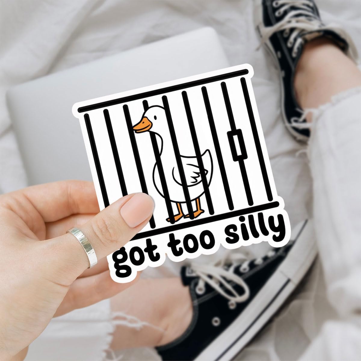 3 Pcs Silly Goose Sticker, Goose Got Too Silly Sticker, Certified Silly Goose Stickers, Silly Bumper Goose Magnet - Funny Vinyl Sticker 3 Inches for Water Bottles Laptop Phone Car Window Helmet