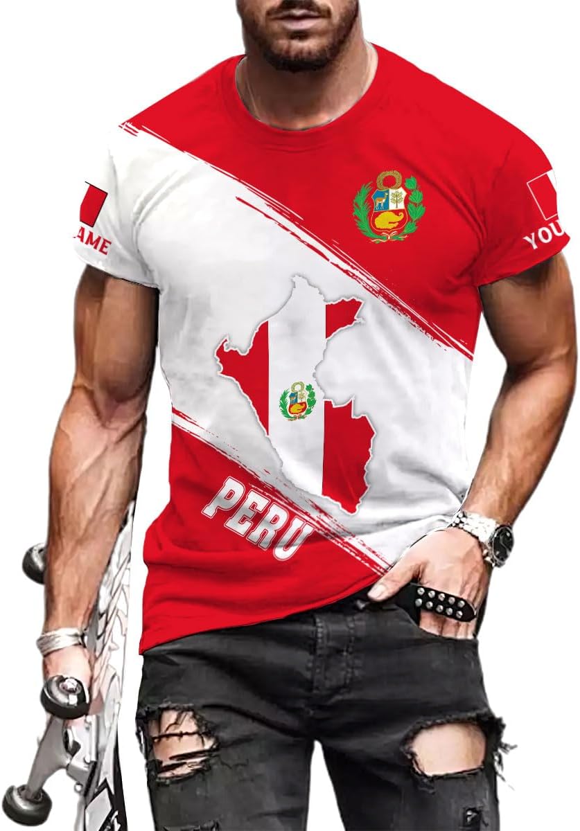 MoonArt Personalized Peru Shirts for Men, Perú Mens Shirt, Peru Flag Shirt, Peruvian T Shirt, Peru Jersey, Peruvian Shirts