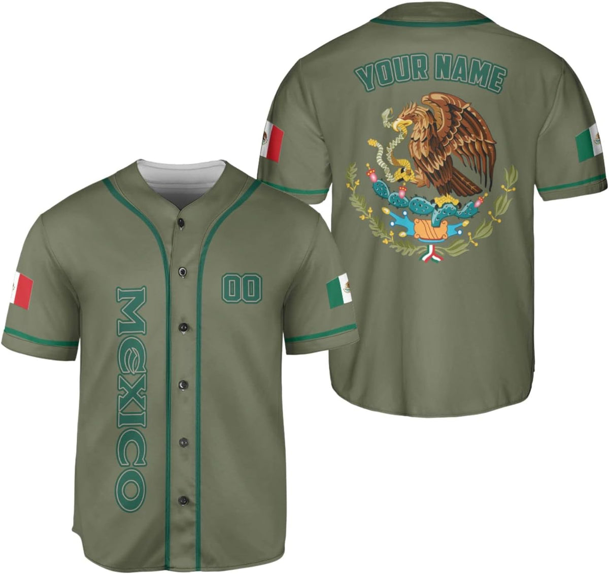 Mostefy Custom Mexico Baseball Jerseys Mexican Eagle & Flag Shirt for Teams, Mexico Shirts for Men & Women Size S-5XL