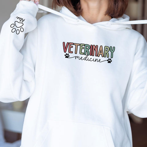 Custom Embroidered Vet Tech Sweatshirt Veterinary Technician Gift Personalized Vet Shirt with Paw Print for Appreciation Day