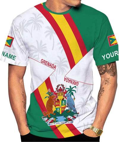 Podagree Personalized Grenada T-Shirt 3D, Proud Grenadan Tshirt, Grenada Flag Grenadian Pride Grenadian Heritage Shirt